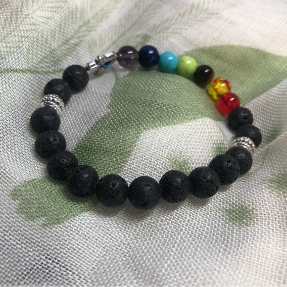 RETRO glass chakra beads and  evil eye bracelet NEW - Picture 4 of 5